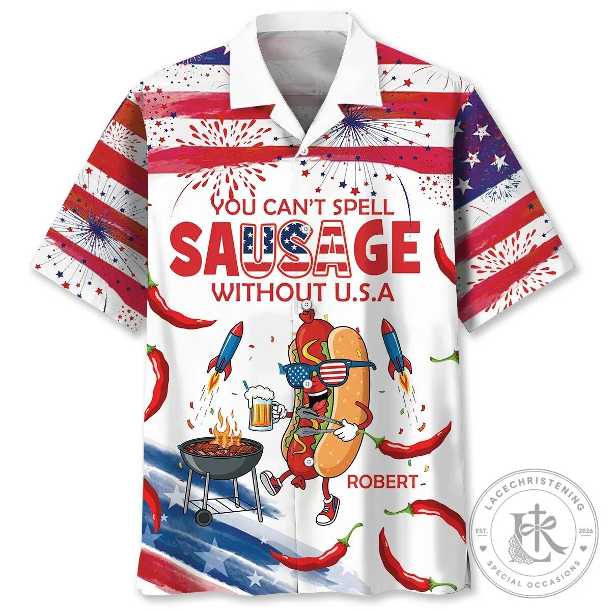 Funny Fourth of July Sausage Without USA Can-Am Shirt