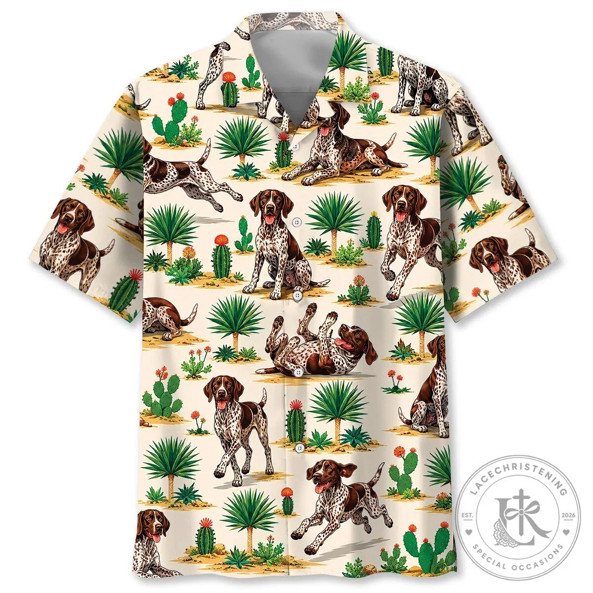 German Shorthaired Pointer Dog Desert Cactus Hawaiian Shirt