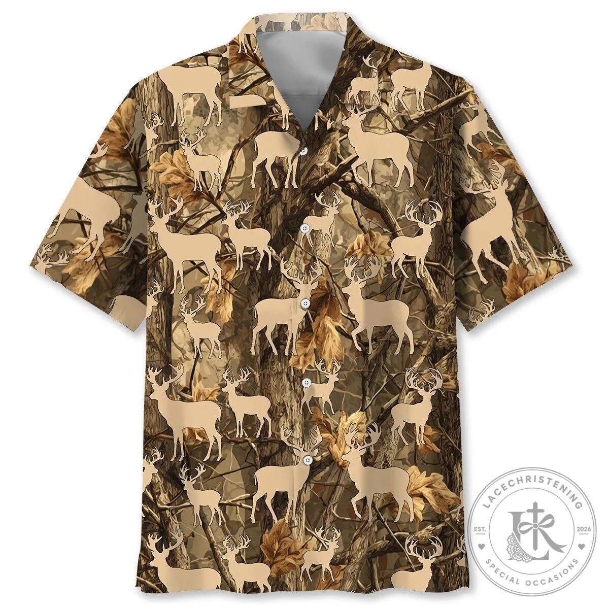 Camouflage Deer Silhouettes Hunting Pattern Hawaiian Shirt