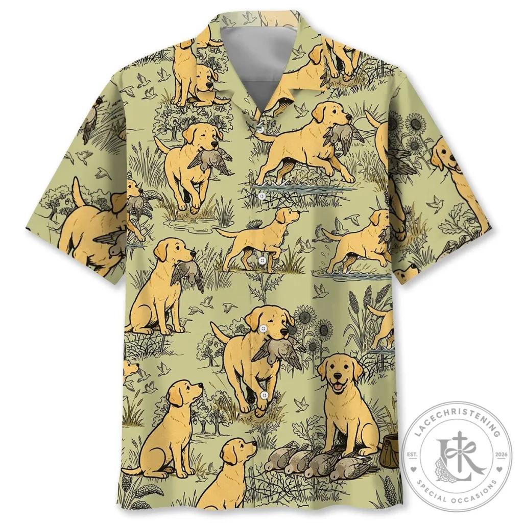 Labrador Retriever Hunting Dogs And Doves Pattern Hawaiian Shirt Labrador Retriever Hunting Dogs And Doves Pattern Hawaiian Shirt