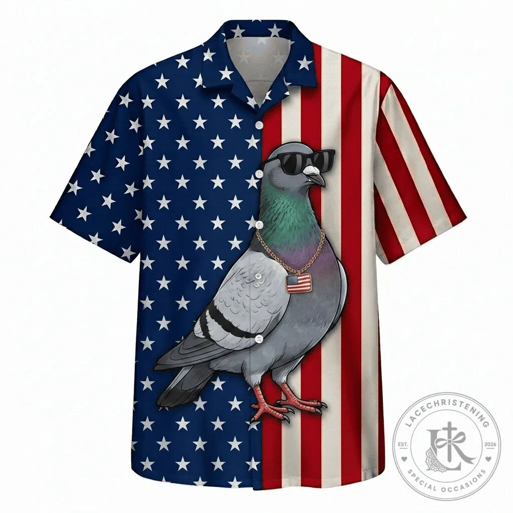 American Flag Pigeon Wearing Sunglasses Funny Hawaiian Shirt