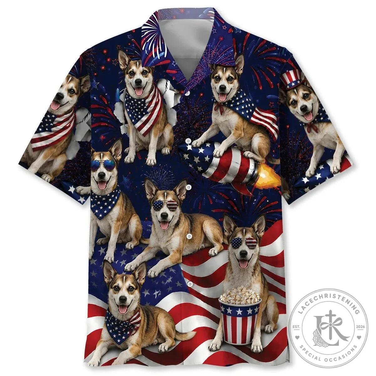 Fourth of July Norwegian Lundehund Dog Patriotic Hawaiian Shirt