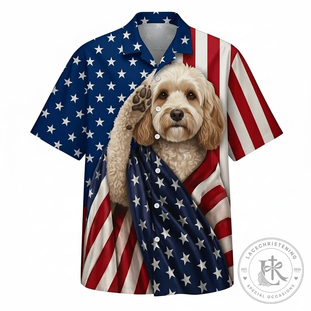 Cavapoo Dog American Flag Patriotic Hawaiian Shirt
