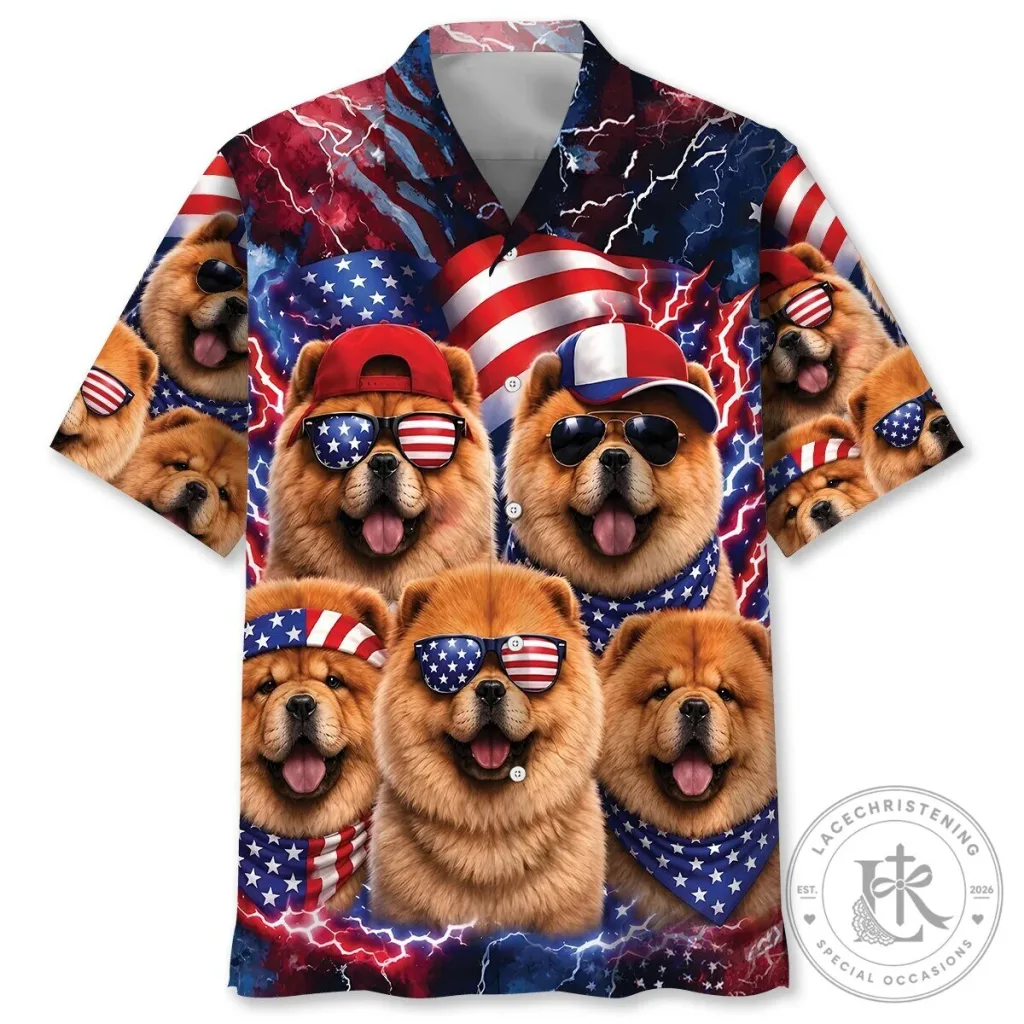Chow Chow Dogs American Flag Patriotic Hawaiian Shirt for Men and Women Chow Chow Dogs American Flag Patriotic Hawaiian Shirt for Men and Women
