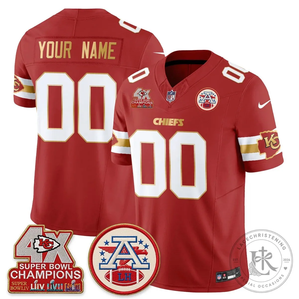 Kansas City Chiefs Super Bowl Champions Gold Edition Vapor Custom Football Jersey