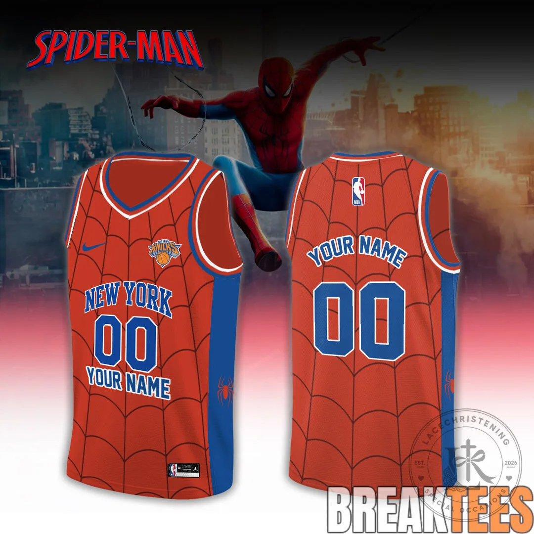 New York Knicks Spider-Man Custom Basketball Jersey