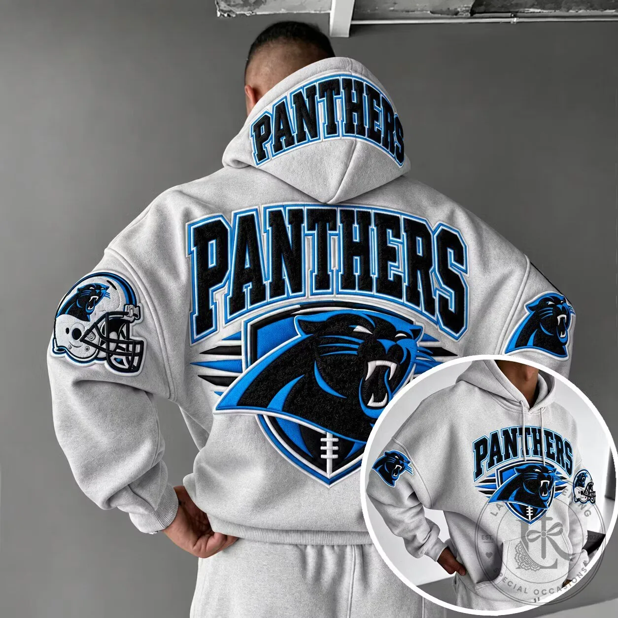 Carolina Panthers Football Team Grey Oversized Hoodie