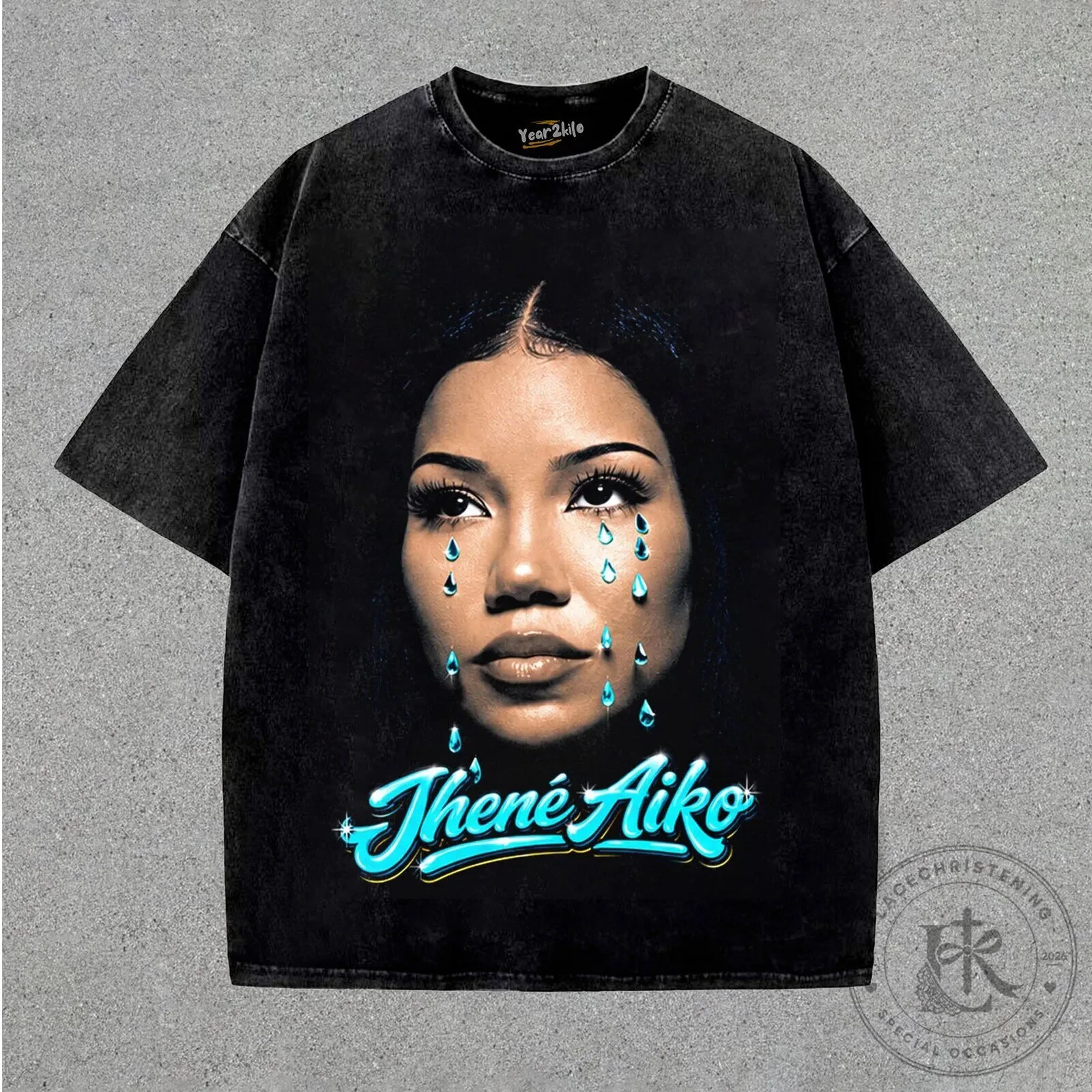 Jhene Aiko Westside Whimsy Portrait Black Washed T-Shirt