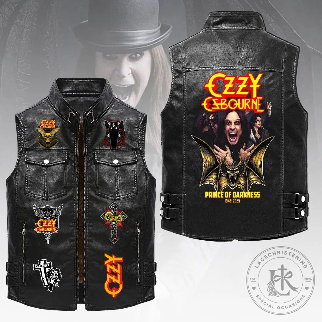 Ozzy Osbourne Prince of Darkness Black Leather Vest 2 Ozzy Osbourne Prince of Darkness Black Leather Vest