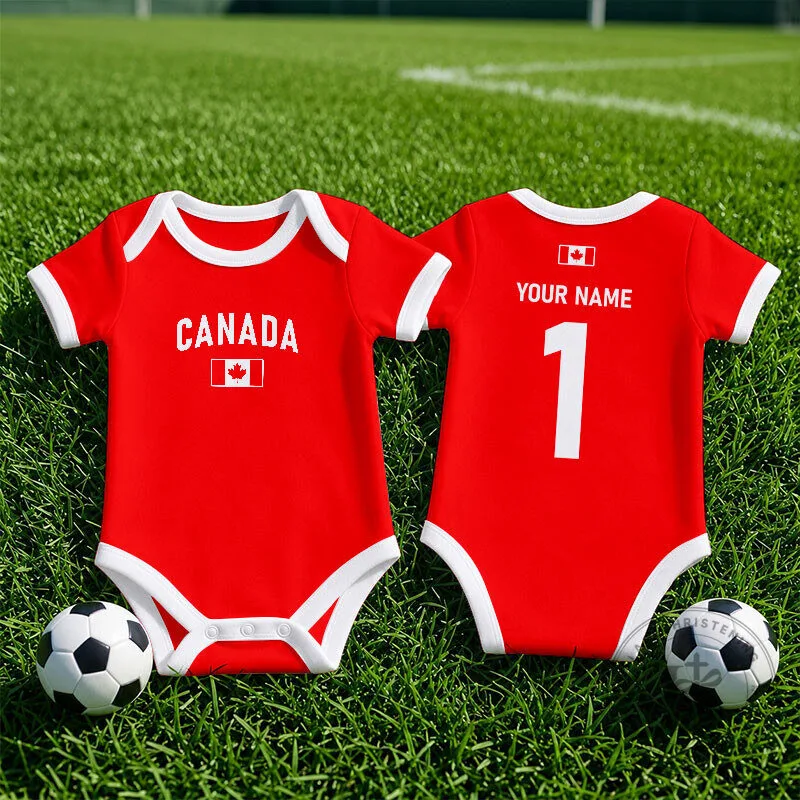 Canada Soccer Team Baby Romper Custom Name Number World Cup 2026 Infant Bodysuit