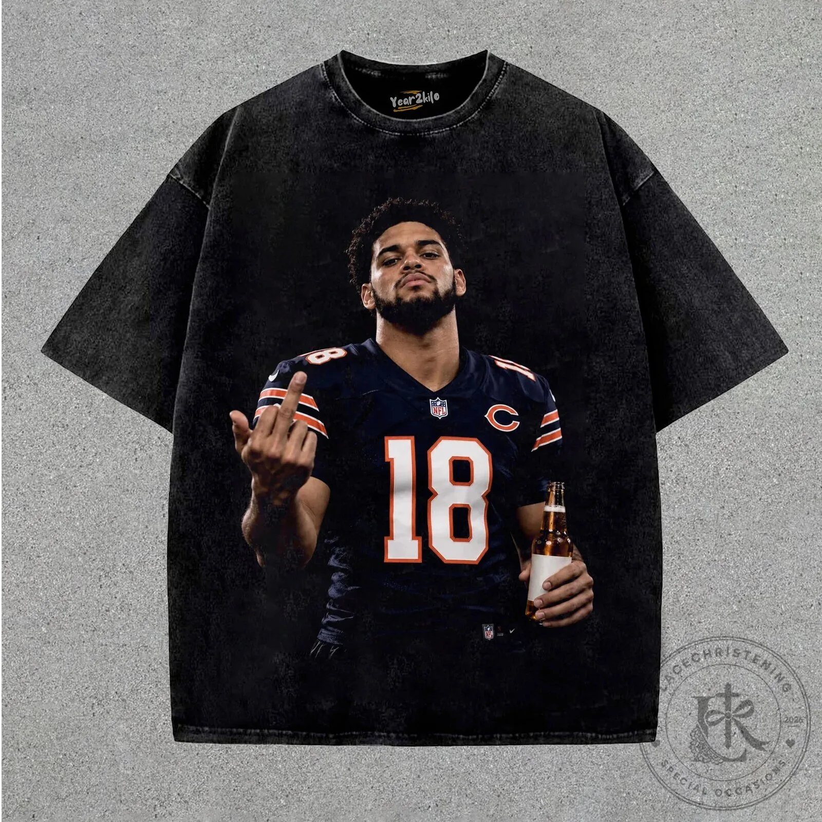 Caleb Williams Middle Finger Beer Bottle Chicago Bears Football T-Shirt