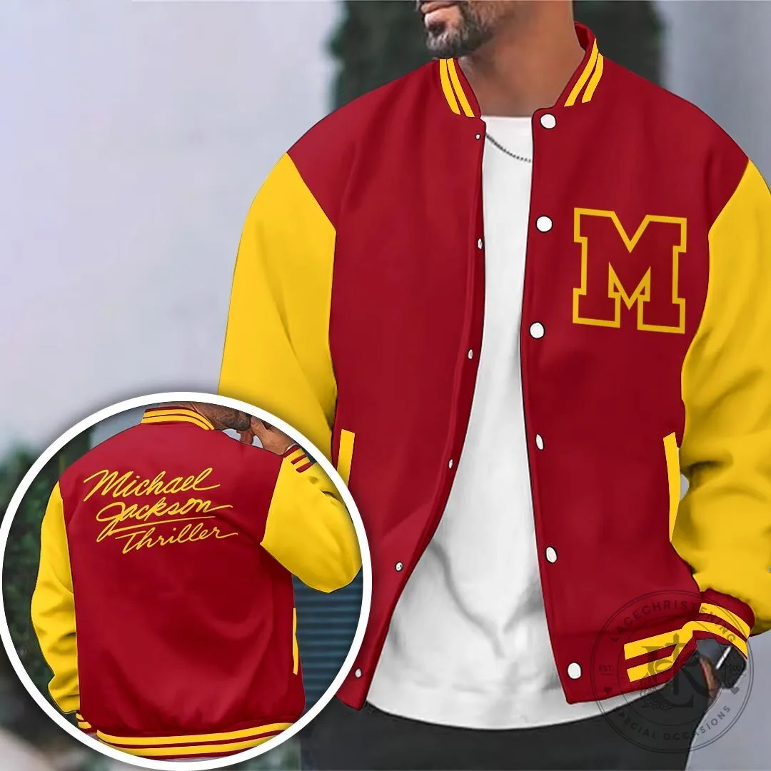 Michael Jackson Thriller Red and Yellow Varsity Jacket