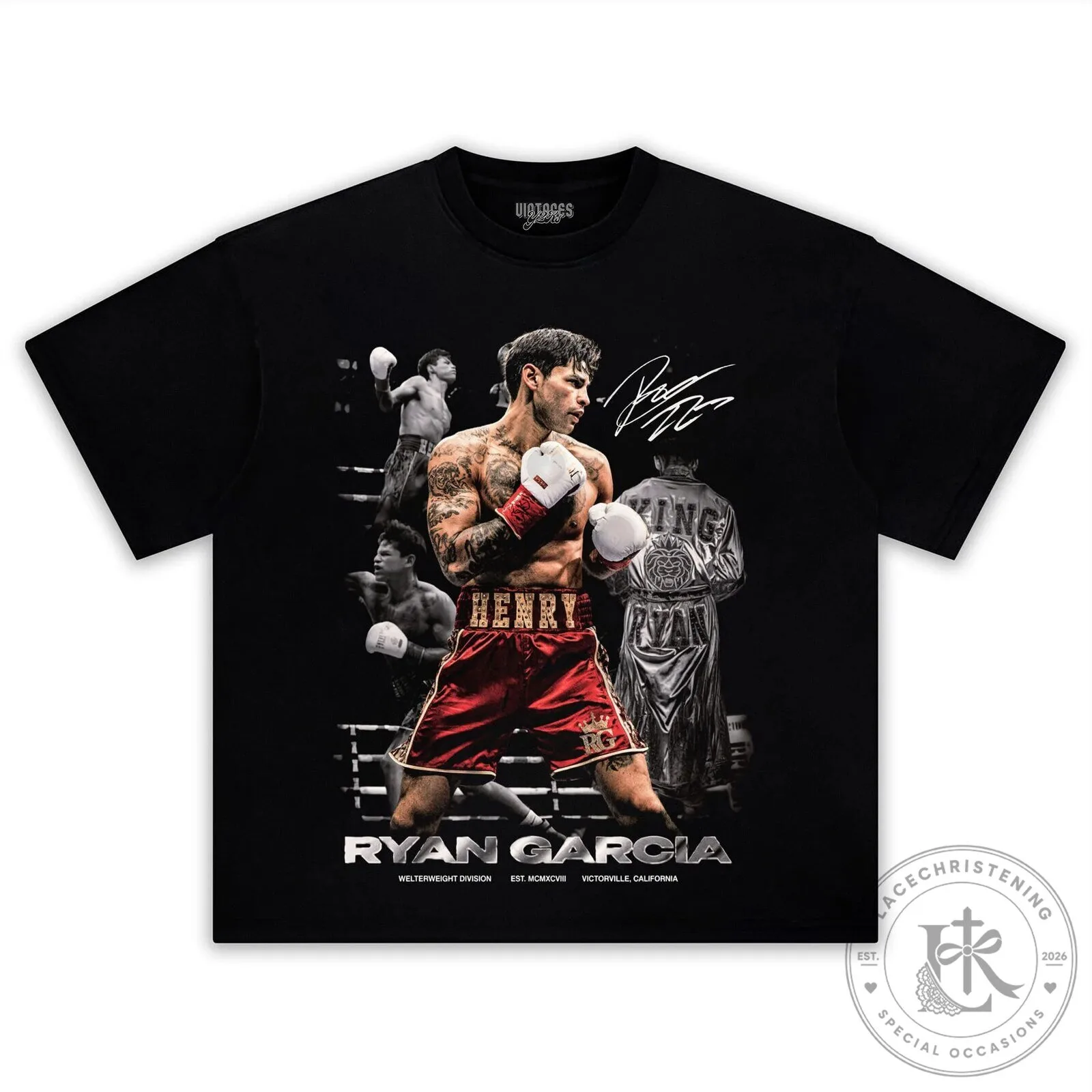 Ryan Garcia King Ryan Signature Boxing Welterweight Division Black T-Shirt