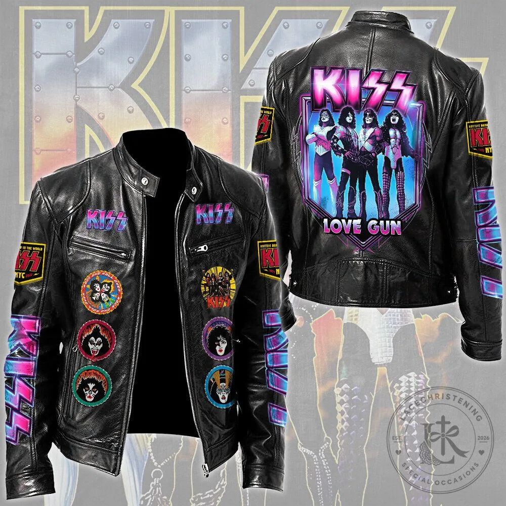 Kiss Band Love Gun Album Cover Motorcycle Leather Jacket