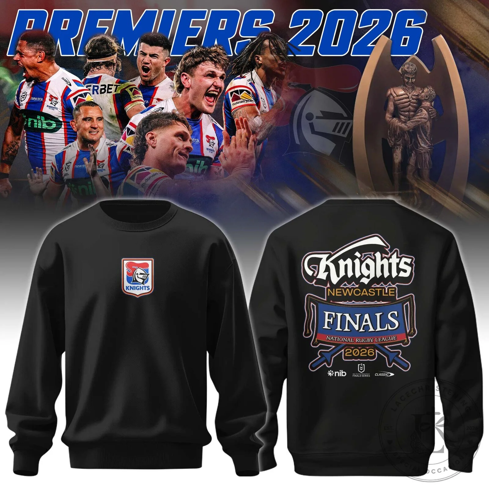 Newcastle Knights 2026 National Rugby League Finals Black Sweatshirt