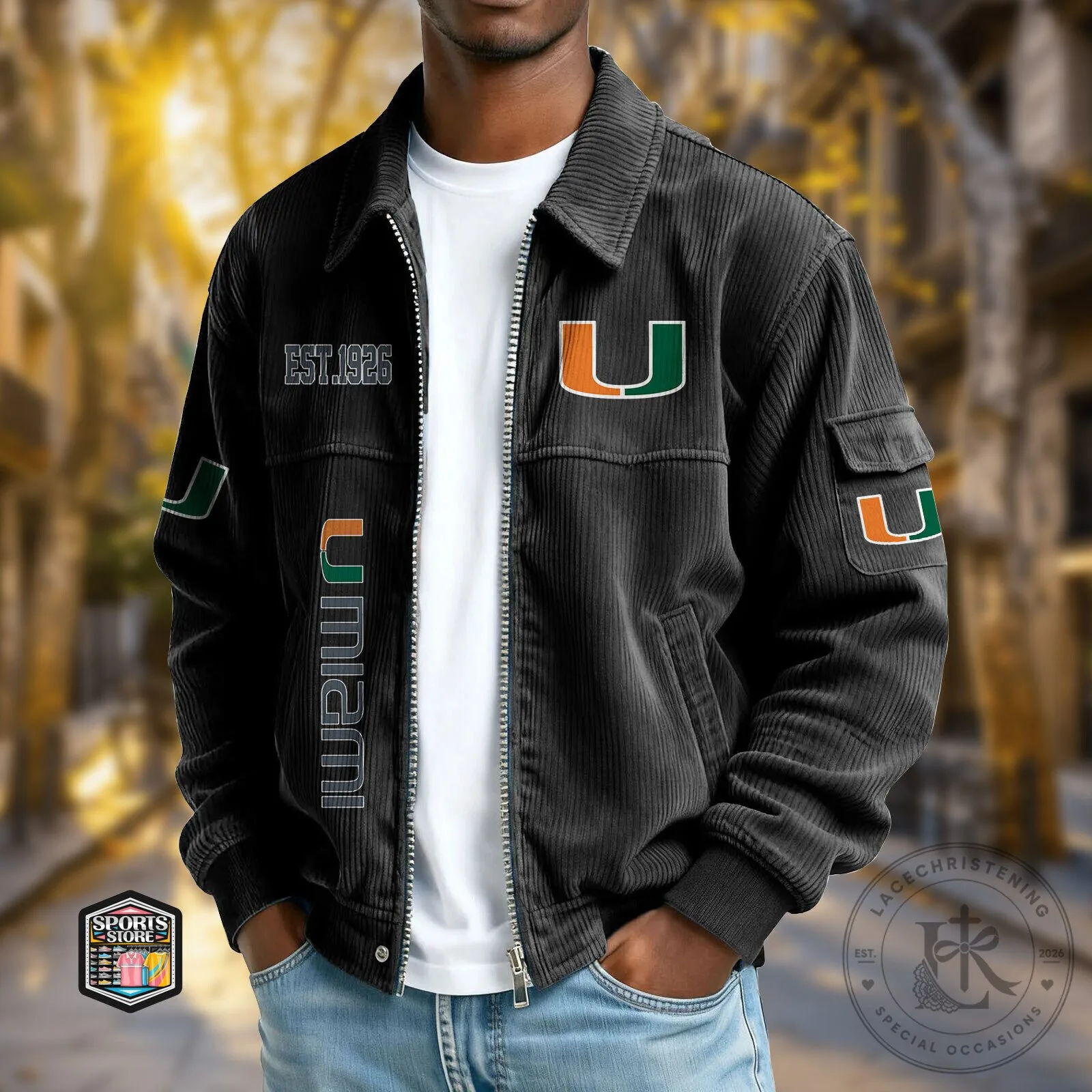 Miami Hurricanes Corduroy Varsity Jacket