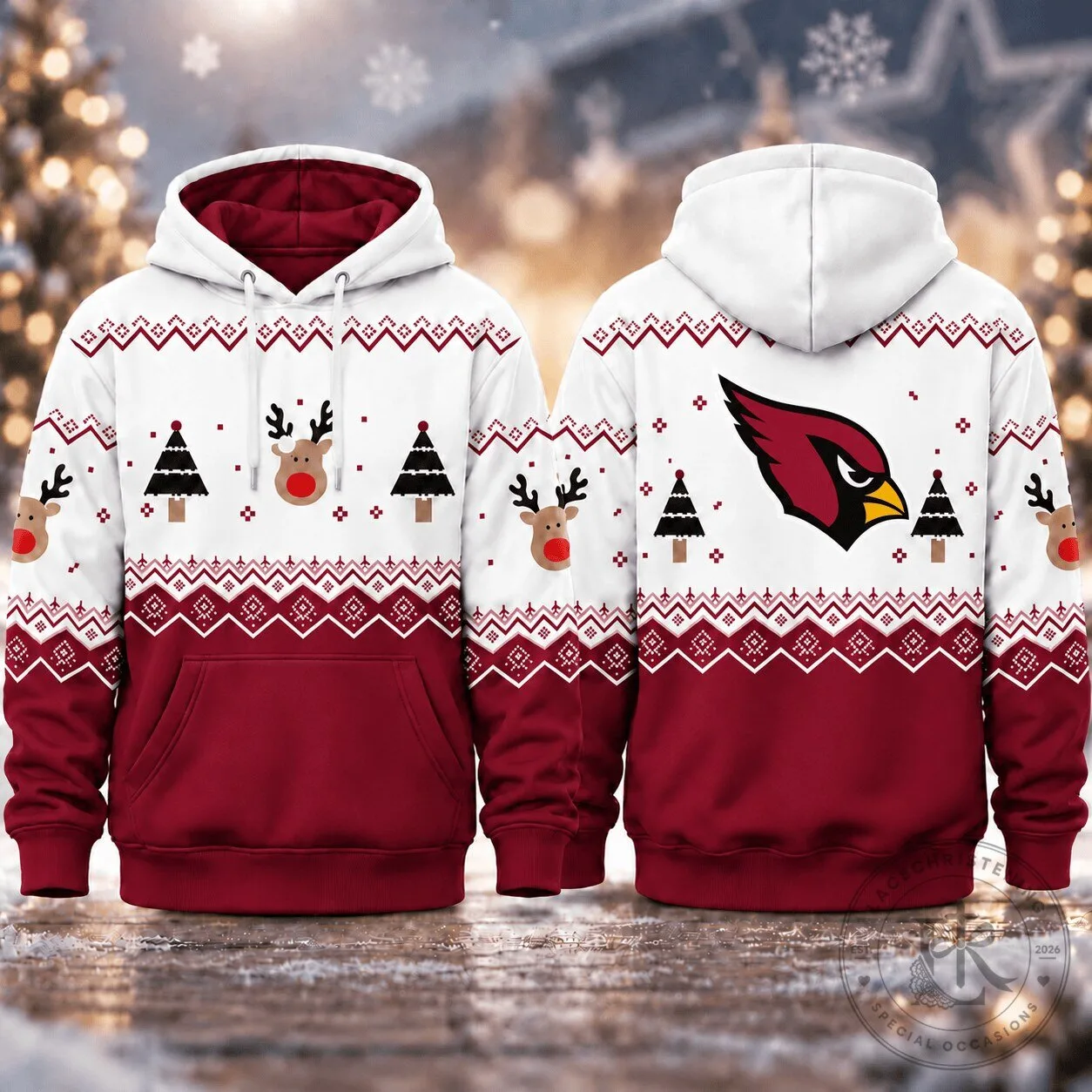Arizona Cardinals Christmas Ugly Sweater Style Pullover Hoodie