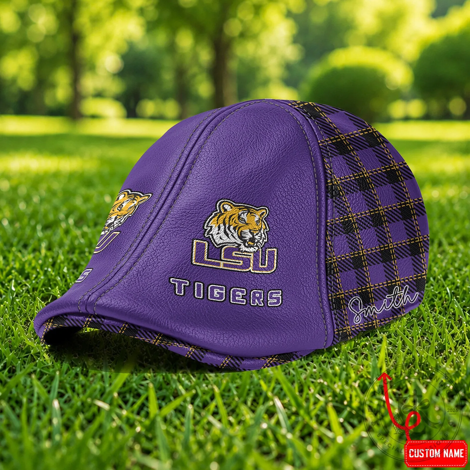 Louisiana State University Tigers Plaid Custom Name Ivy Cap Hat