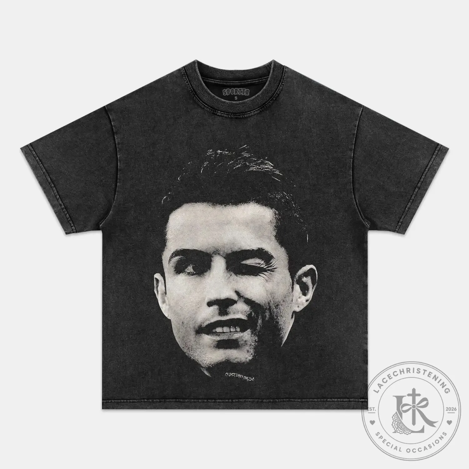 Cristiano Ronaldo Winking Face Black Graphic T-Shirt 9 Cristiano Ronaldo Winking Face Black Graphic T-Shirt
