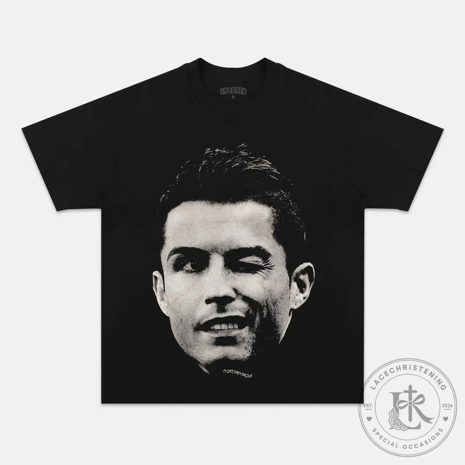 Cristiano Ronaldo Winking Face Black Graphic T-Shirt 10 Cristiano Ronaldo Winking Face Black Graphic T-Shirt