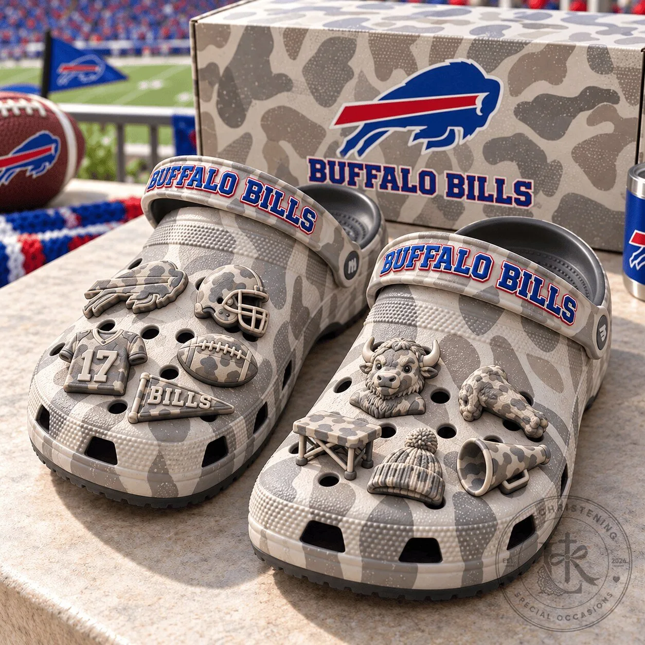 Buffalo Bills Camouflage Team Logo Sports Fan Clogs