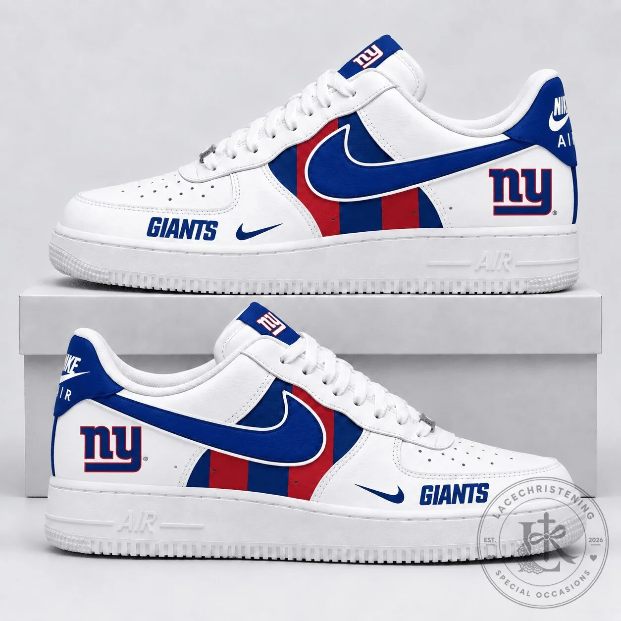 New York Giants NFL Team Logo White Air Force One Style Shoes
