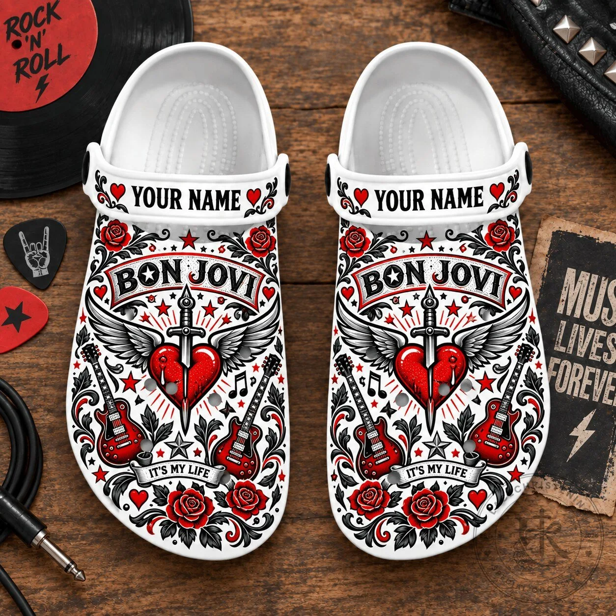 Bon Jovi It's My Life Rock and Roll Personalized Clogs