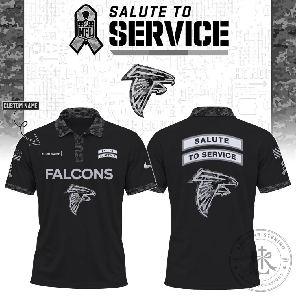 Atlanta Falcons Salute to Service Black Camouflage Polo Shirt Atlanta Falcons Salute to Service Black Camouflage Polo Shirt