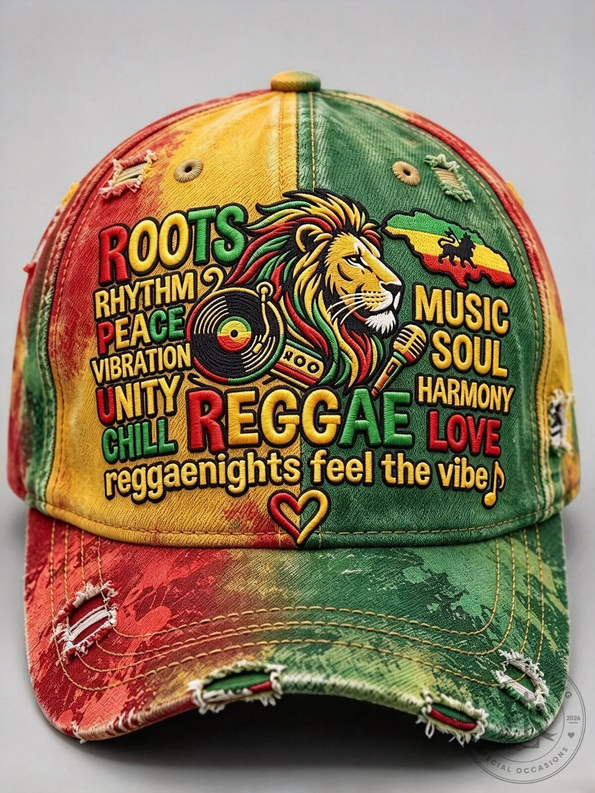 Rasta Reggae Music Lion Roots Peace Unity Harmony Love Distressed Cap Hat