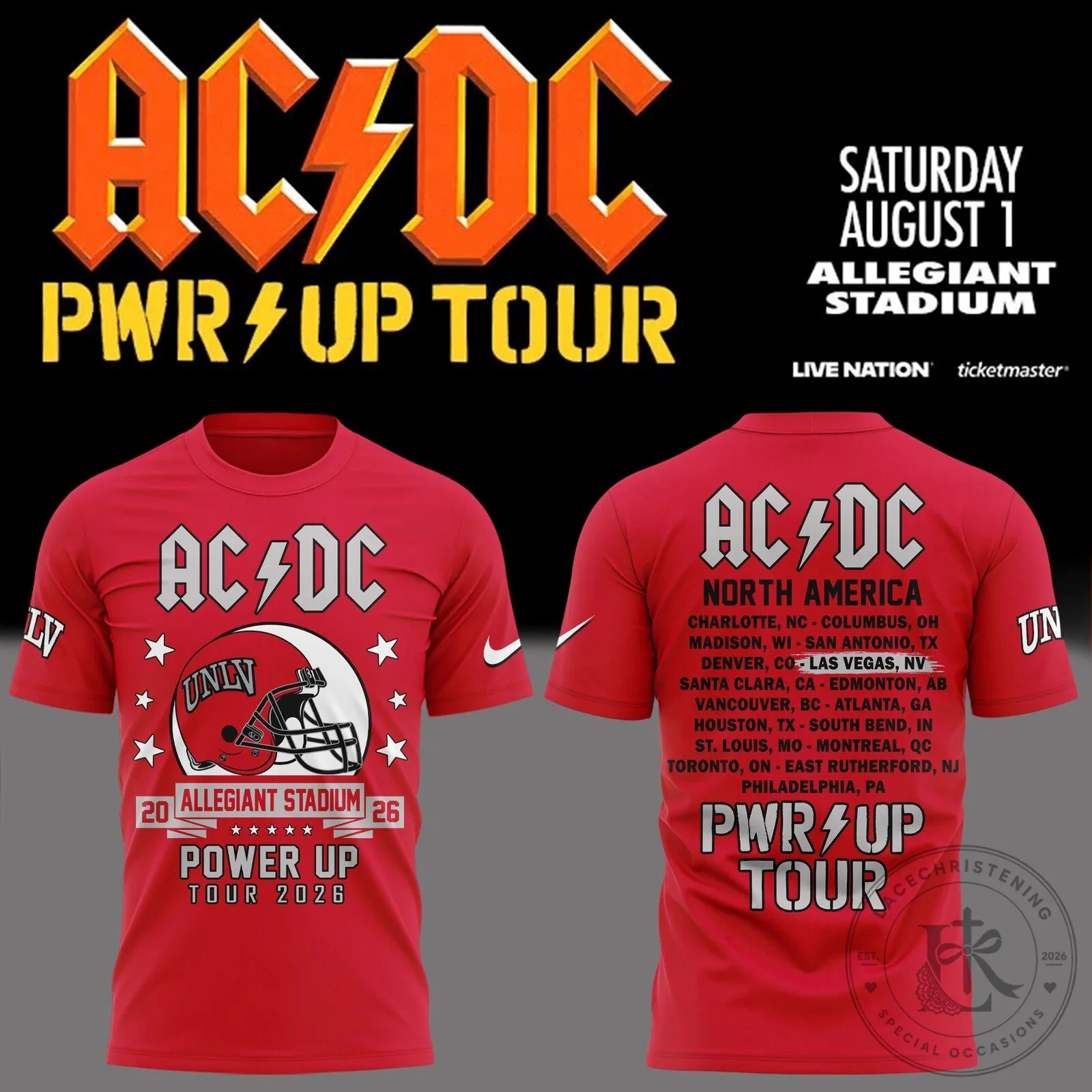 AC/DC UNLV Football Power Up Tour 2026 Allegiant Stadium Concert T-Shirt