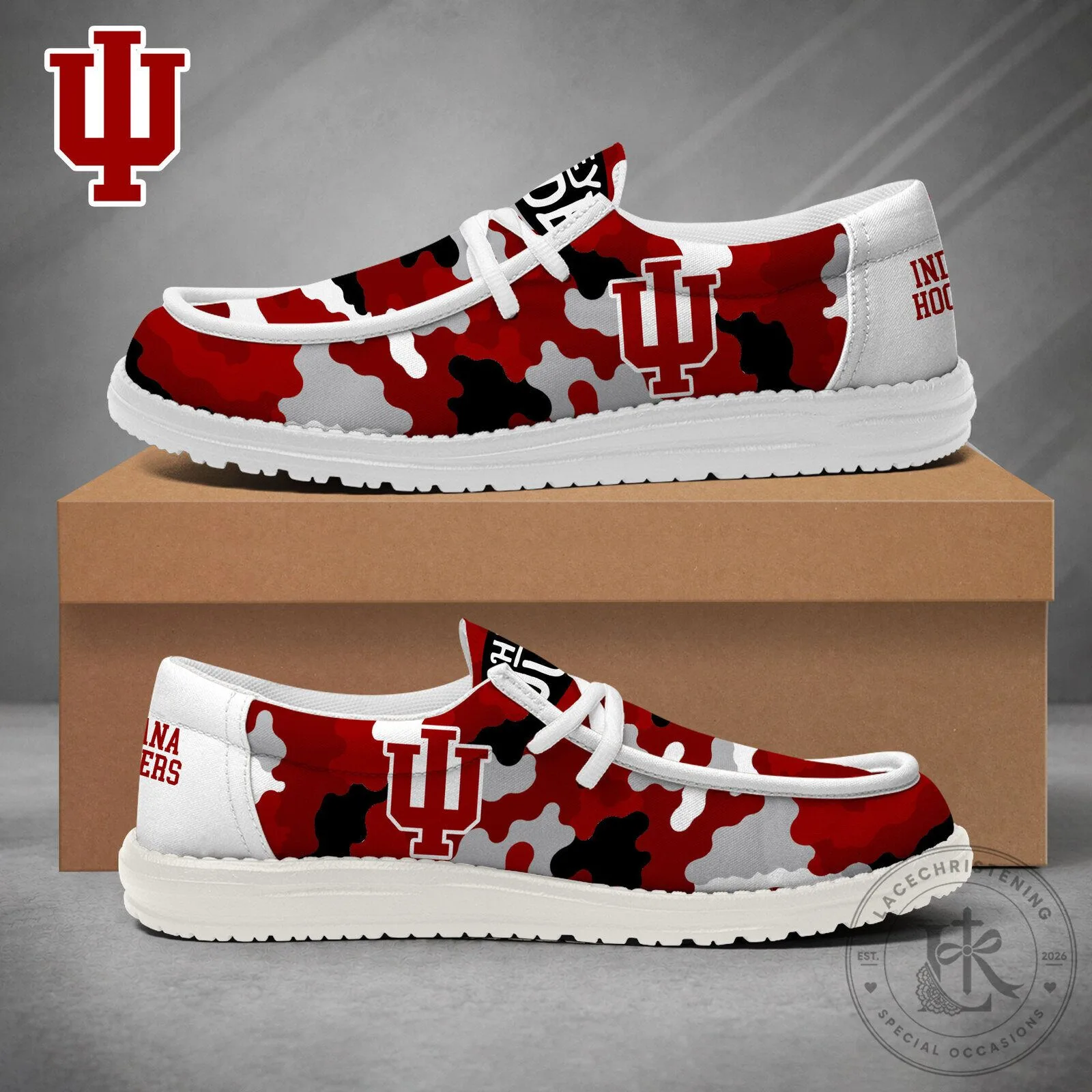 NCAA Camouflage Loafer Shoes for Game Day - Indiana Hoosiers Edition