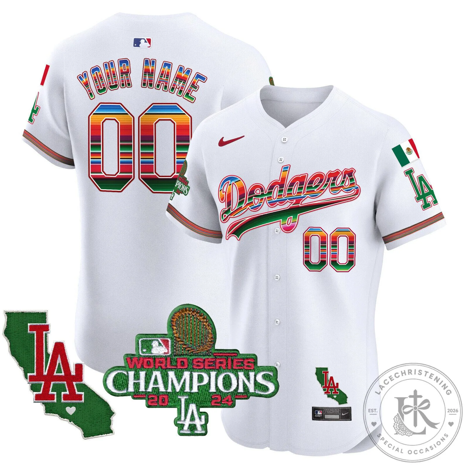 Dodgers Mexico World Series Champions Baseball Jersey