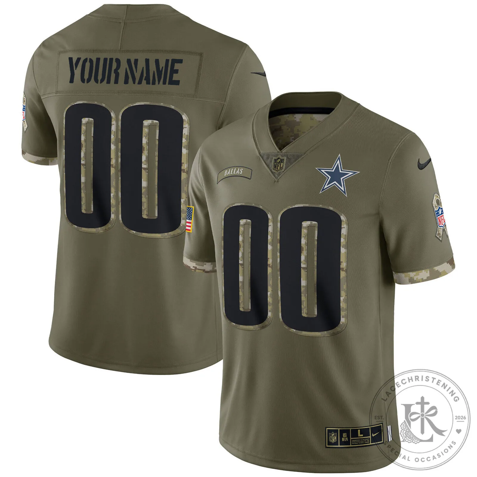 Customizable Dallas Cowboys Salute To Service Football Jersey with Name and Number 1 Customizable Dallas Cowboys Salute To Service Football Jersey with Name and Number
