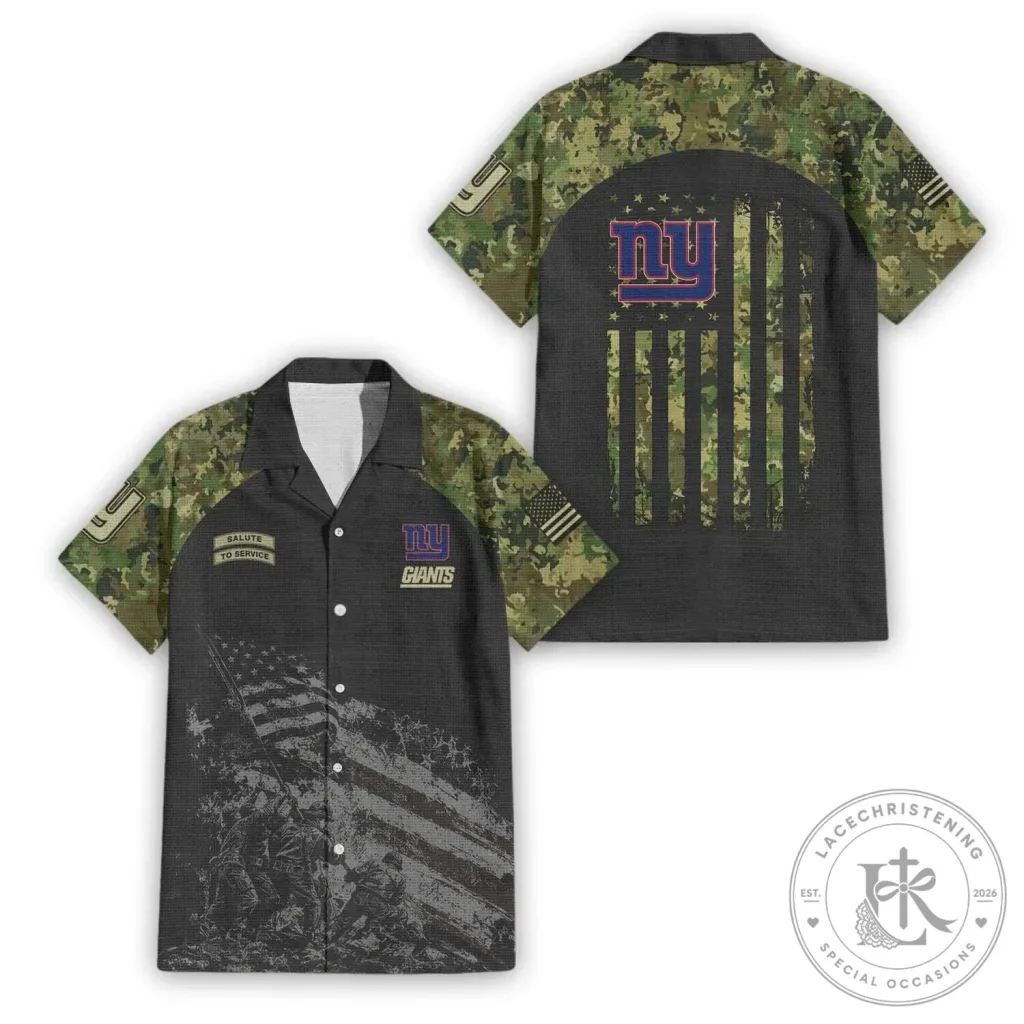 Hawaiian Shirt in Camouflage for New York Giants Salute to Service Collection Hawaiian Shirt in Camouflage for New York Giants Salute to Service Collection