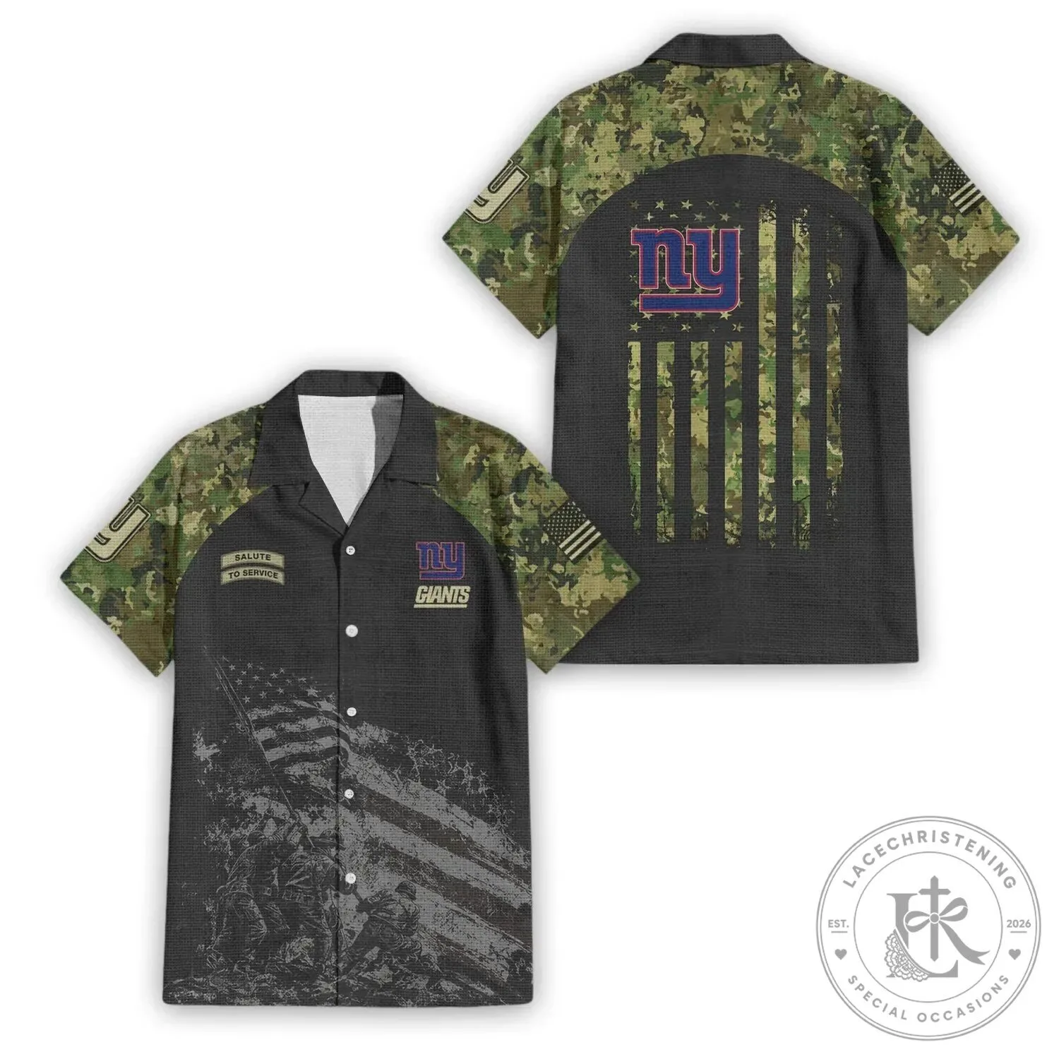 Hawaiian Shirt in Camouflage for New York Giants Salute to Service Collection