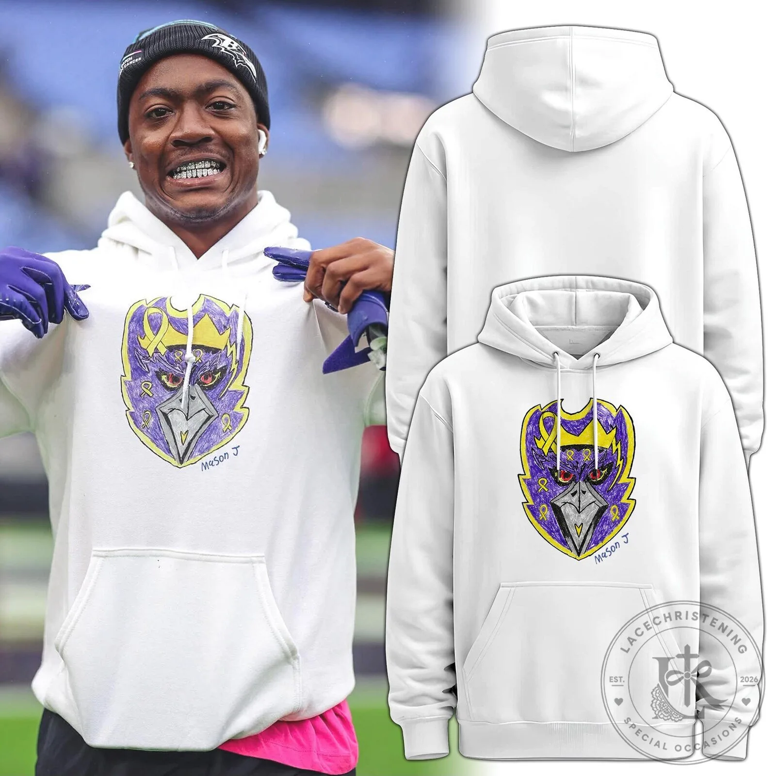Baltimore Ravens Crucial Catch Football Mascot Hoodie