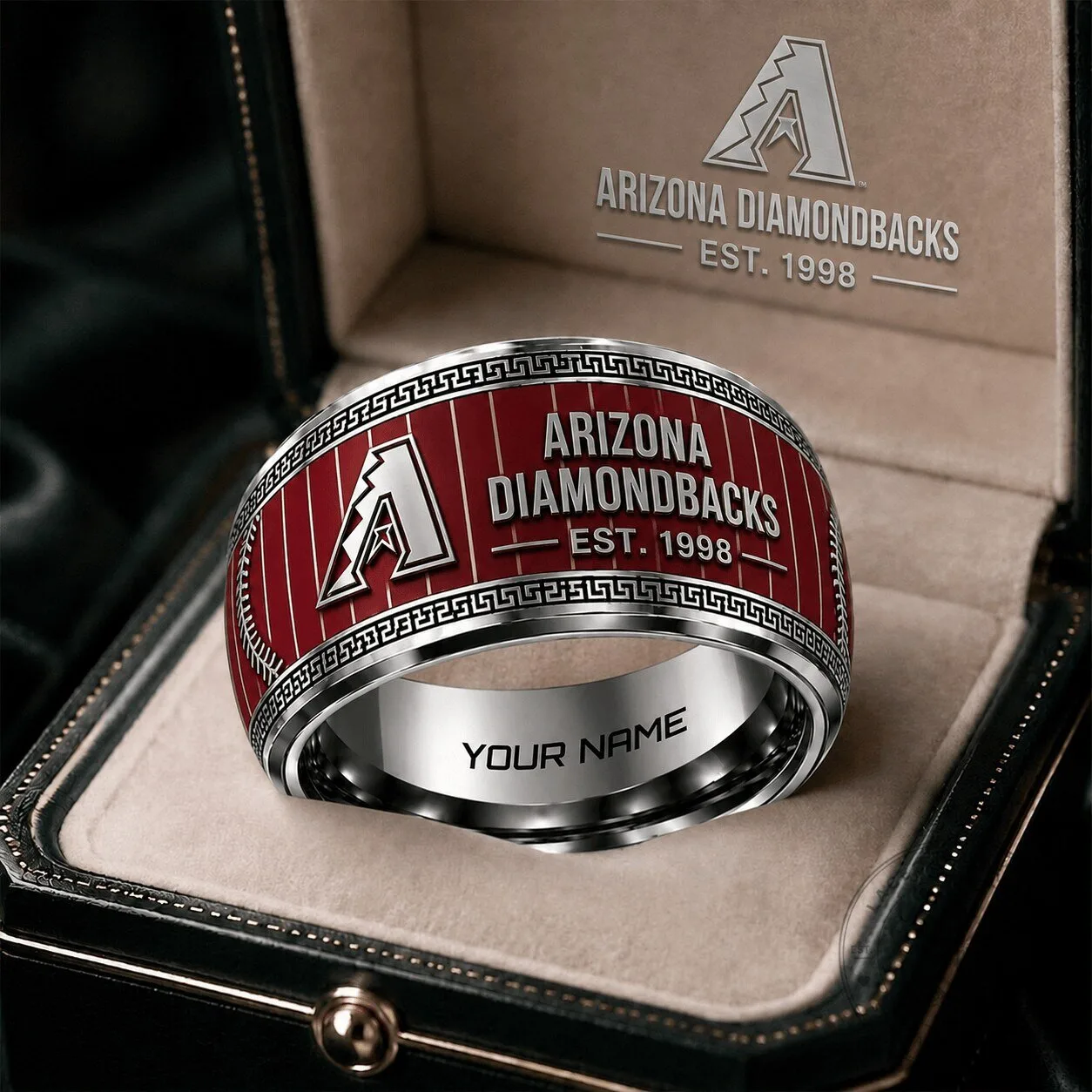 Arizona Diamondbacks Baseball Team Logo Red Tungsten Ring 1 Arizona Diamondbacks Baseball Team Logo Red Tungsten Ring