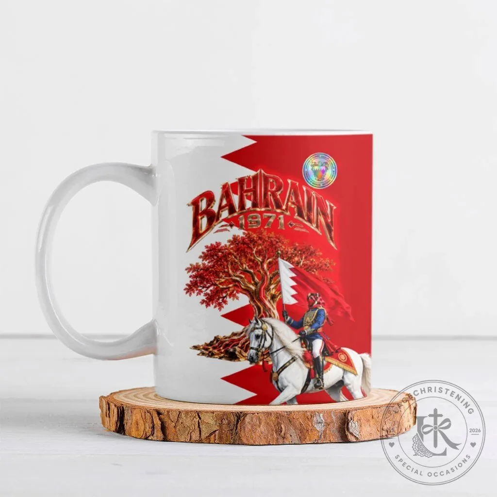 Bahrain National Day 1971 Cultural Emblem Flag Horse Knight Ceramic Coffee Mug