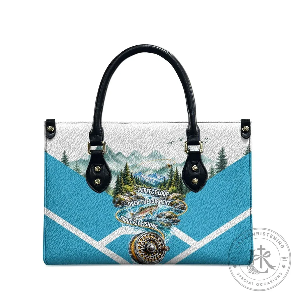 Trout Fly Fishing Perfect Loop Over The Current Leather Handbag 11 Trout Fly Fishing Perfect Loop Over The Current Leather Handbag