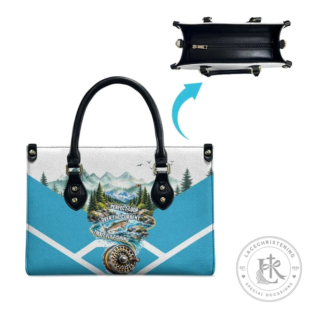 Trout Fly Fishing Perfect Loop Over The Current Leather Handbag 12 Trout Fly Fishing Perfect Loop Over The Current Leather Handbag