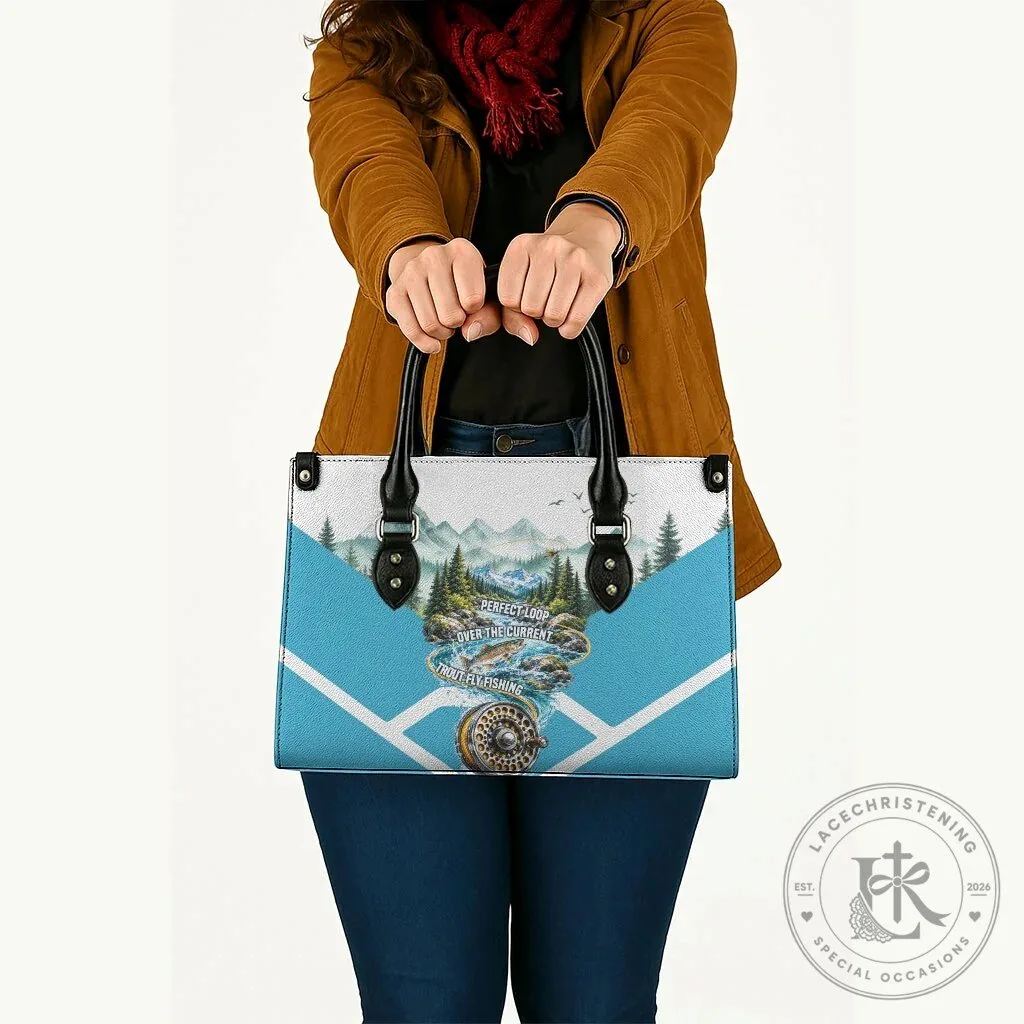 Trout Fly Fishing Perfect Loop Over The Current Leather Handbag 13 Trout Fly Fishing Perfect Loop Over The Current Leather Handbag