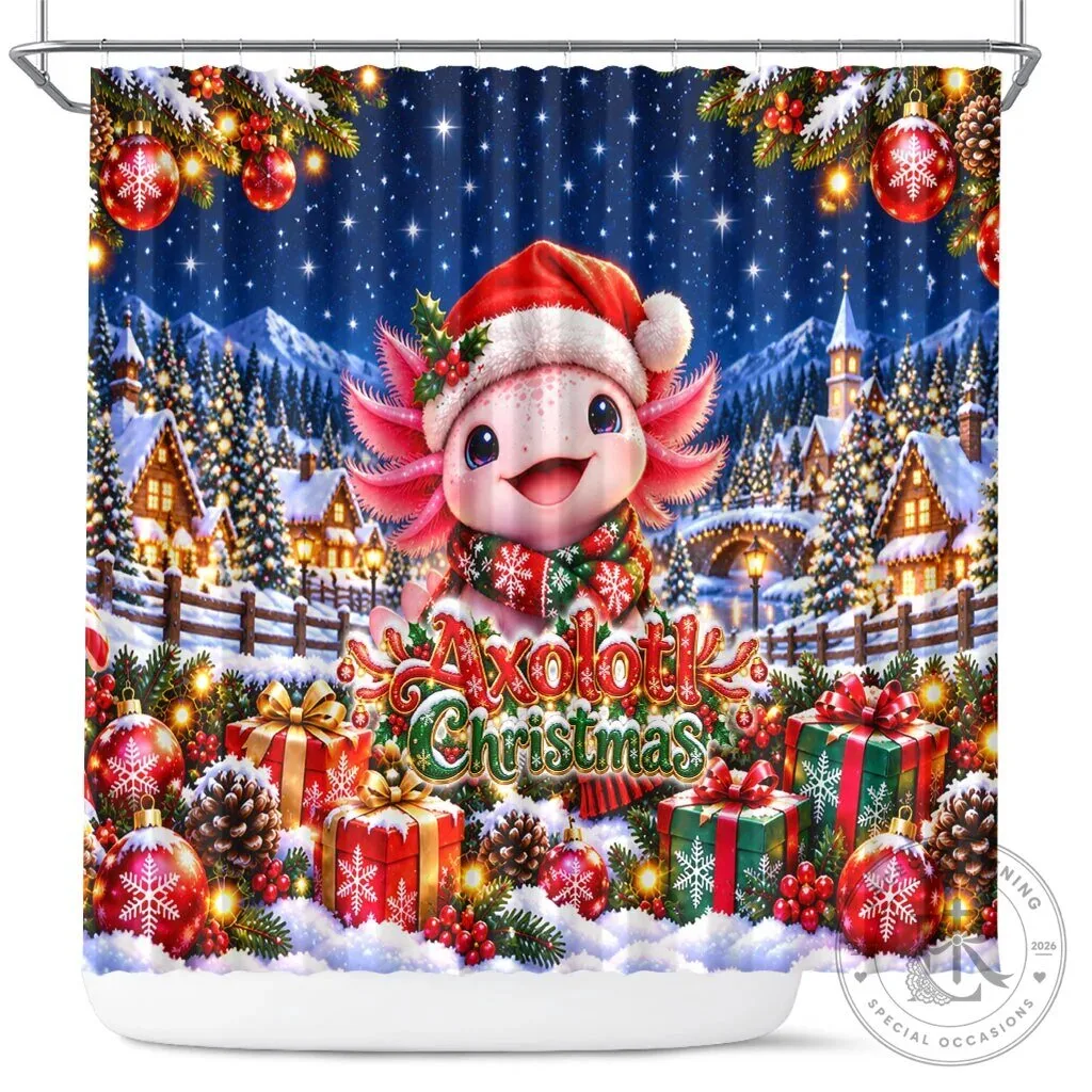 Cute Axolotl Christmas Winter Wonderland Holiday Shower Curtain
