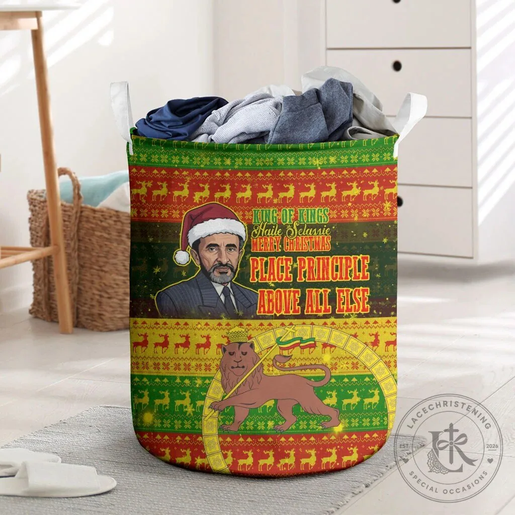 Haile Selassie King of Kings Christmas Holiday Laundry Basket