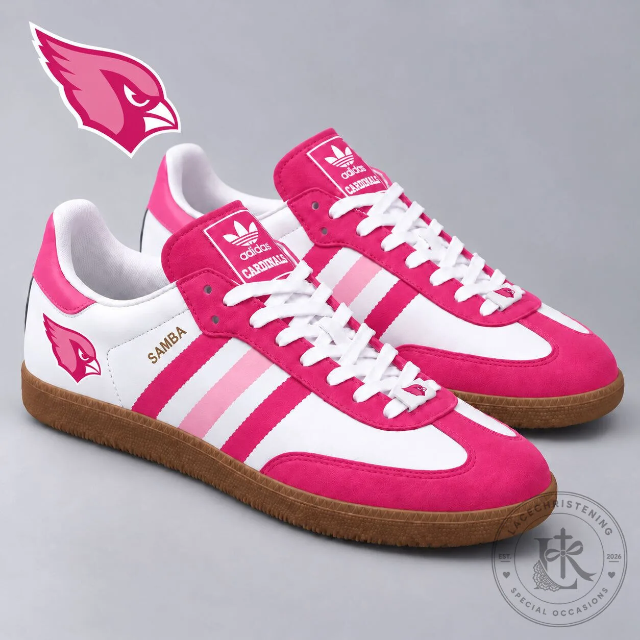 Arizona Cardinals Breast Cancer Awareness Pink and White Samba Shoes