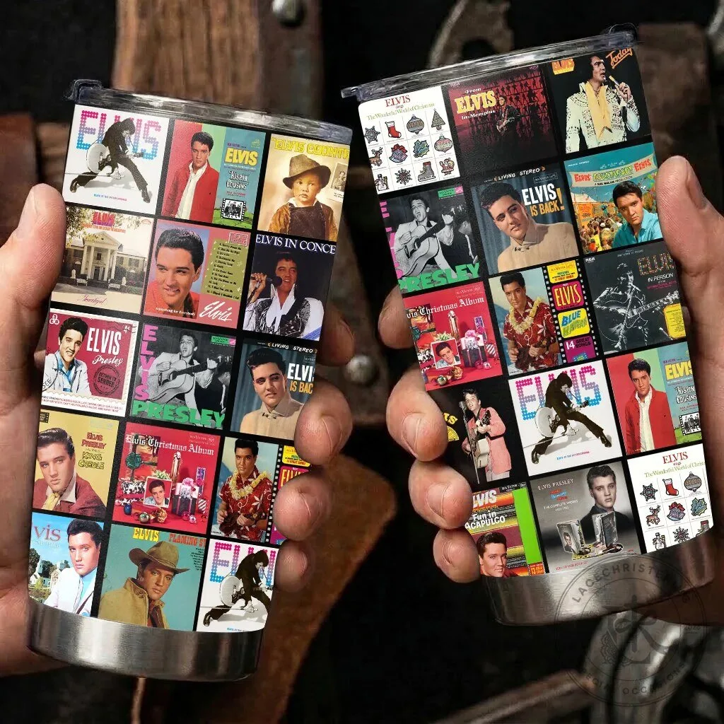 Elvis Presley Album Covers Collage Stainless Steel Tumbler