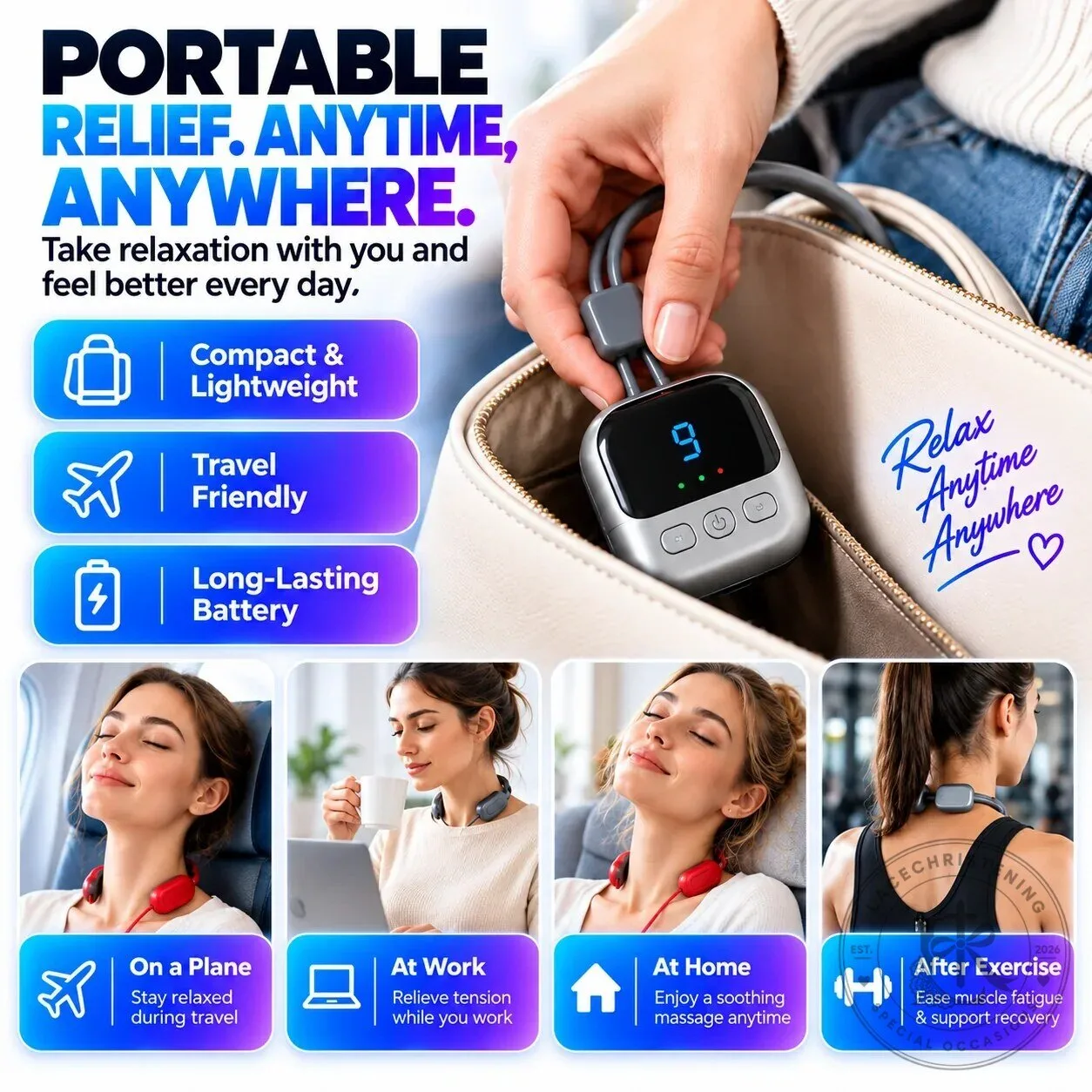 Portable Neck Massager with Heat and Pulse Therapy for Muscle Relaxation 17 Portable Neck Massager with Heat and Pulse Therapy for Muscle Relaxation