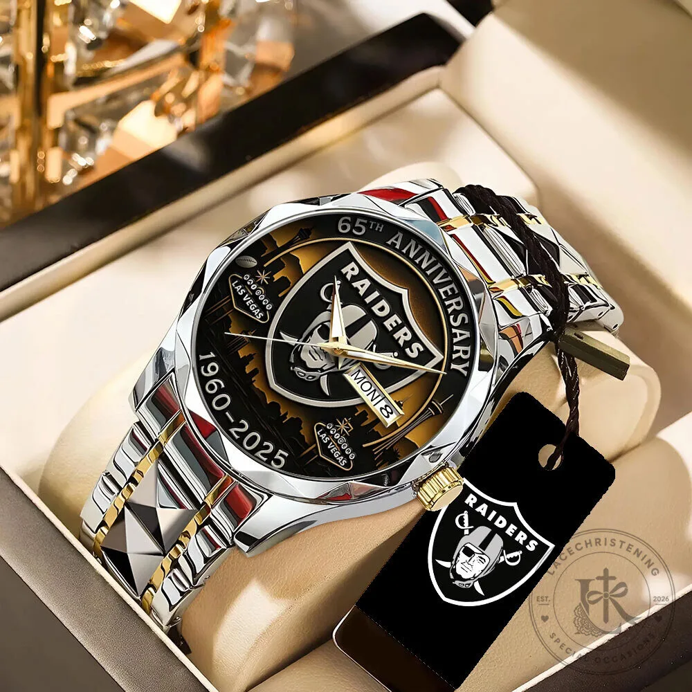 Las Vegas Raiders 65th Anniversary Silver and Gold Luxury Quartz Watch