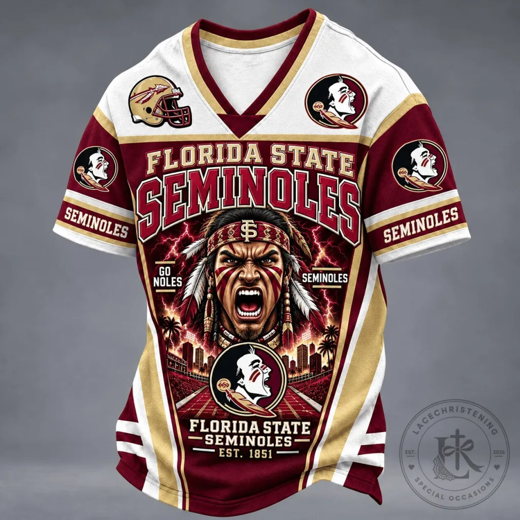 Florida State Seminoles Football Team Mascot Spirit V-Neck T-Shirt Florida State Seminoles Football Team Mascot Spirit V-Neck T-Shirt