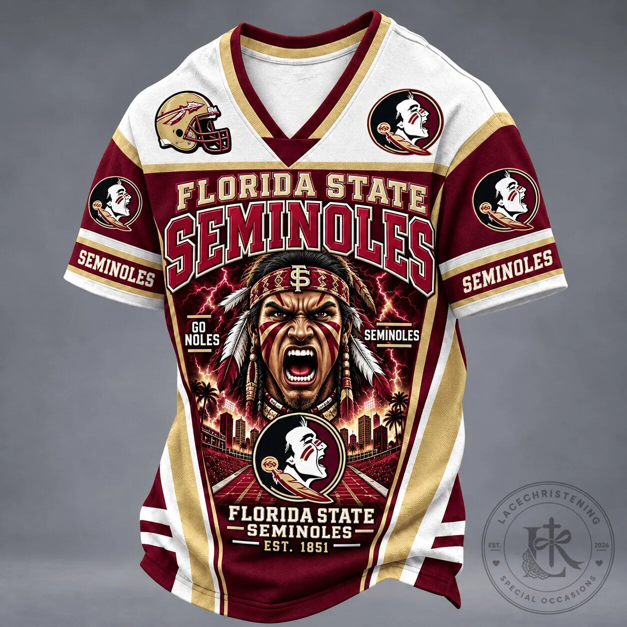 Florida State Seminoles Football Team Mascot Spirit V-Neck T-Shirt