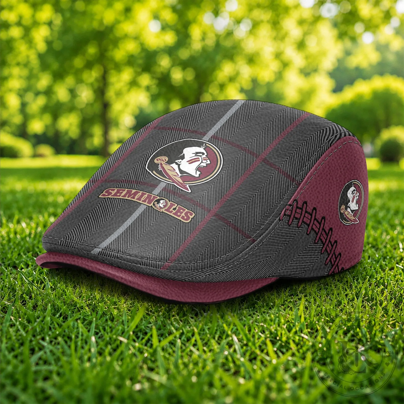 Florida State Seminoles NCAA Plaid Pattern Flat Cap Golf Hat